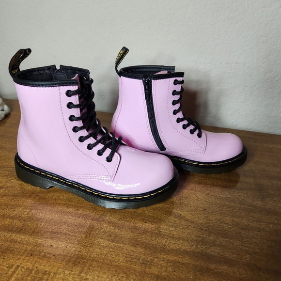 Dr. Martens Other - Dr Martens 1460 J Pink Patent Leather LaceUp And Side Zip Combat Boots US Kids 2